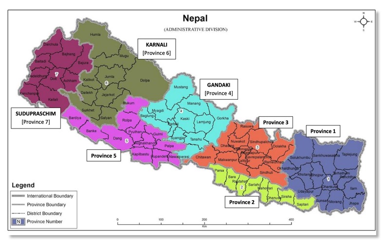 New provincial boundaries of Nepal 2019